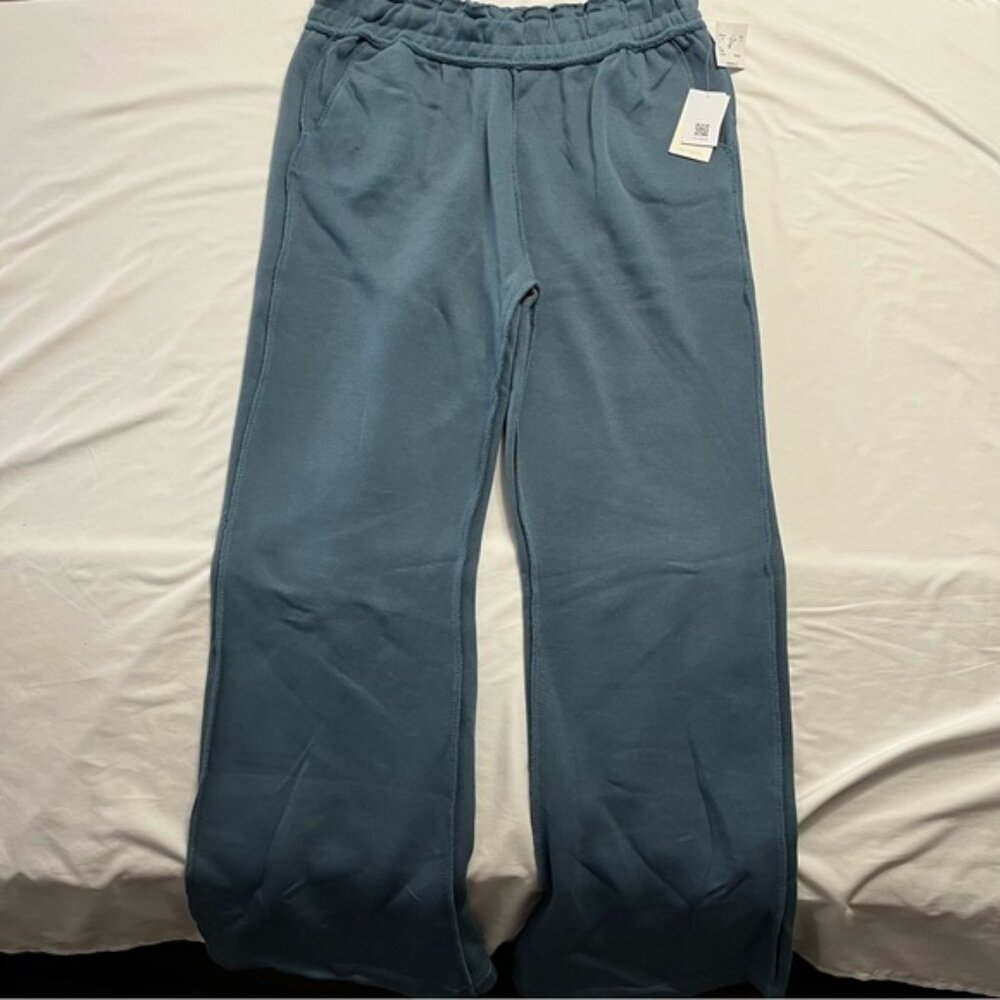 Relaxx Wide Leg Fleece Lounge Pants XL Blue Slate NWT